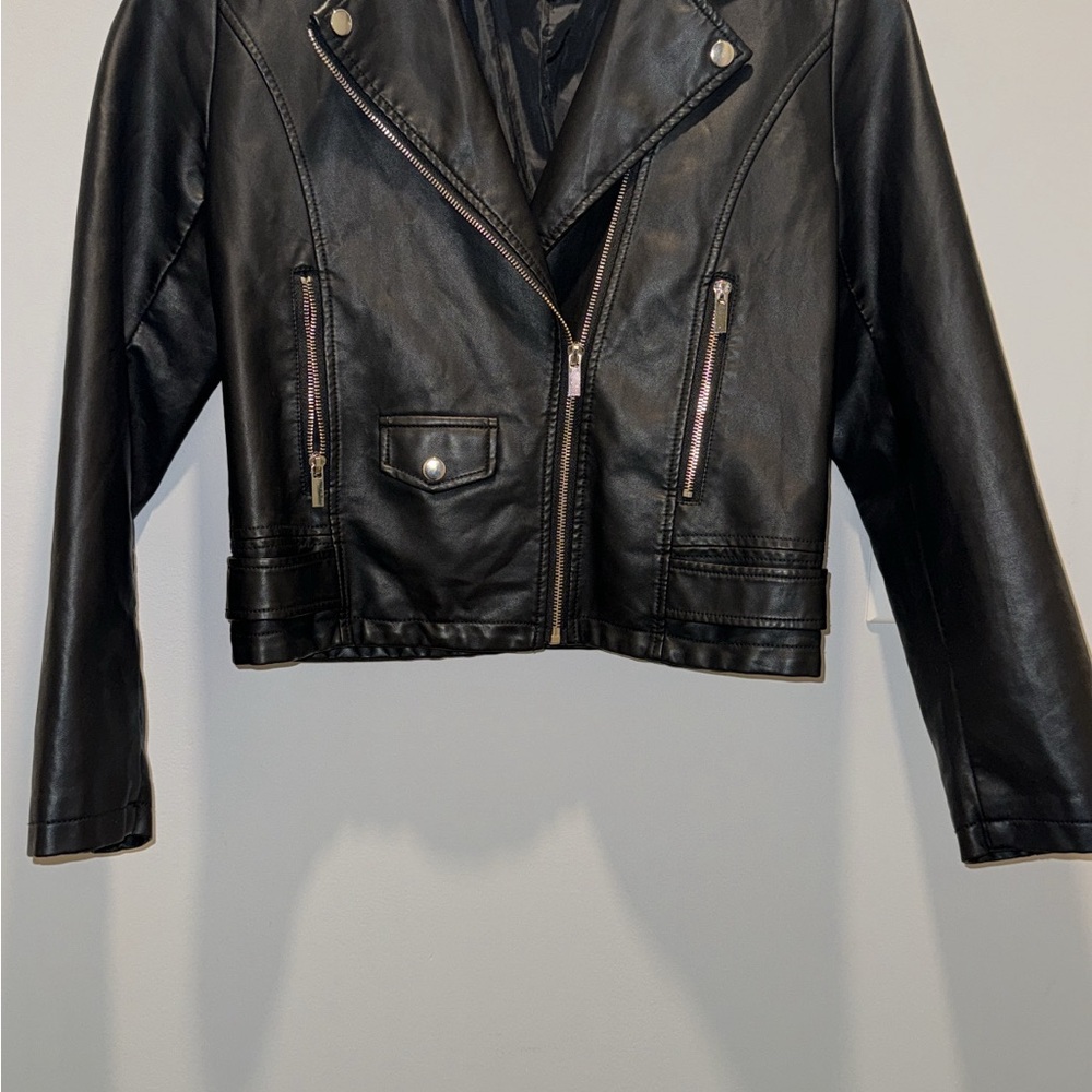 Black Faux Leather Biker Jacket